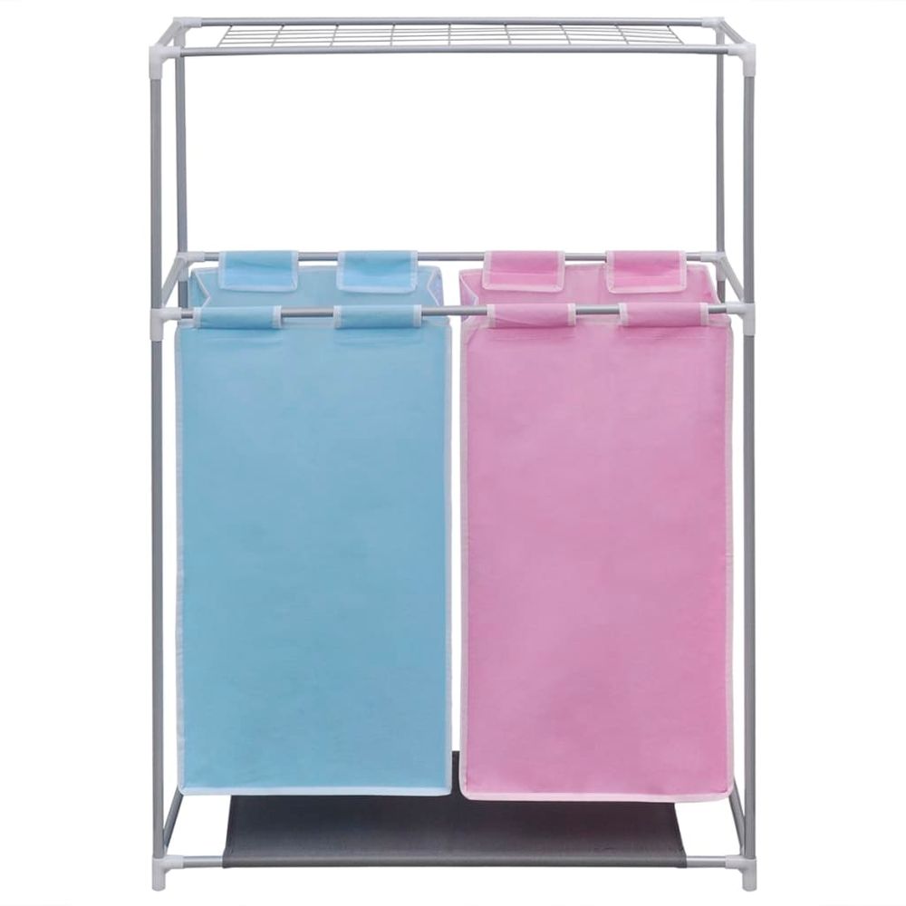 2-Section Laundry Sorter Hamper with a Top Shelf for Drying - anydaydirect