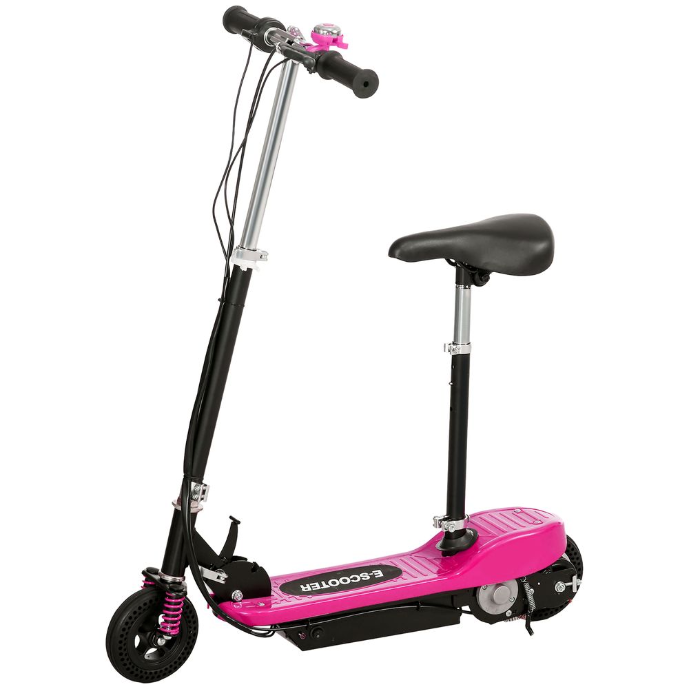 HOMCOM Folding Electric Scooter with Warning Bell, for Ages 4-14 Years, Pink - anydaydirect