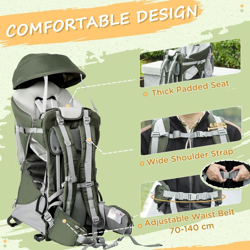 HOMCOM Toddler Hiking Backpack Carrier w/ Stand, Adjustable Waist Belt - anydaydirect