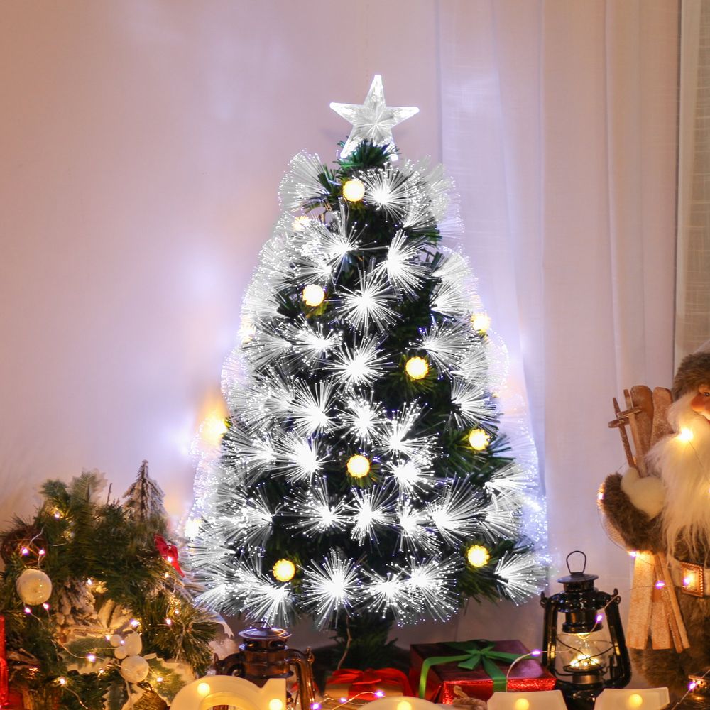 3ft White Light Christmas Tree 90 LEDs Star Topper Tri-Base Pre-Lit Home - anydaydirect