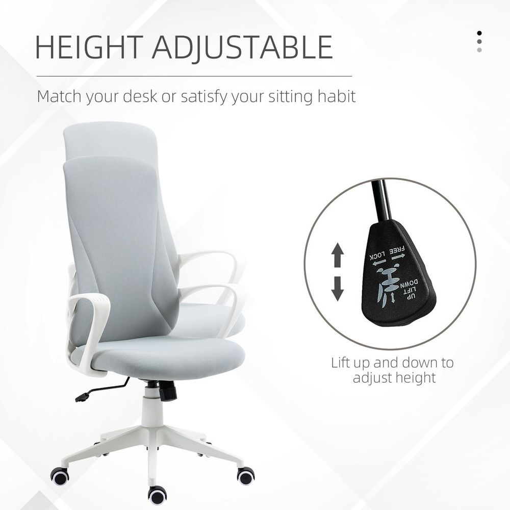 Vinsetto High-Back Home Office Chair Height Adjustable Elastic Desk Chair Grey - anydaydirect
