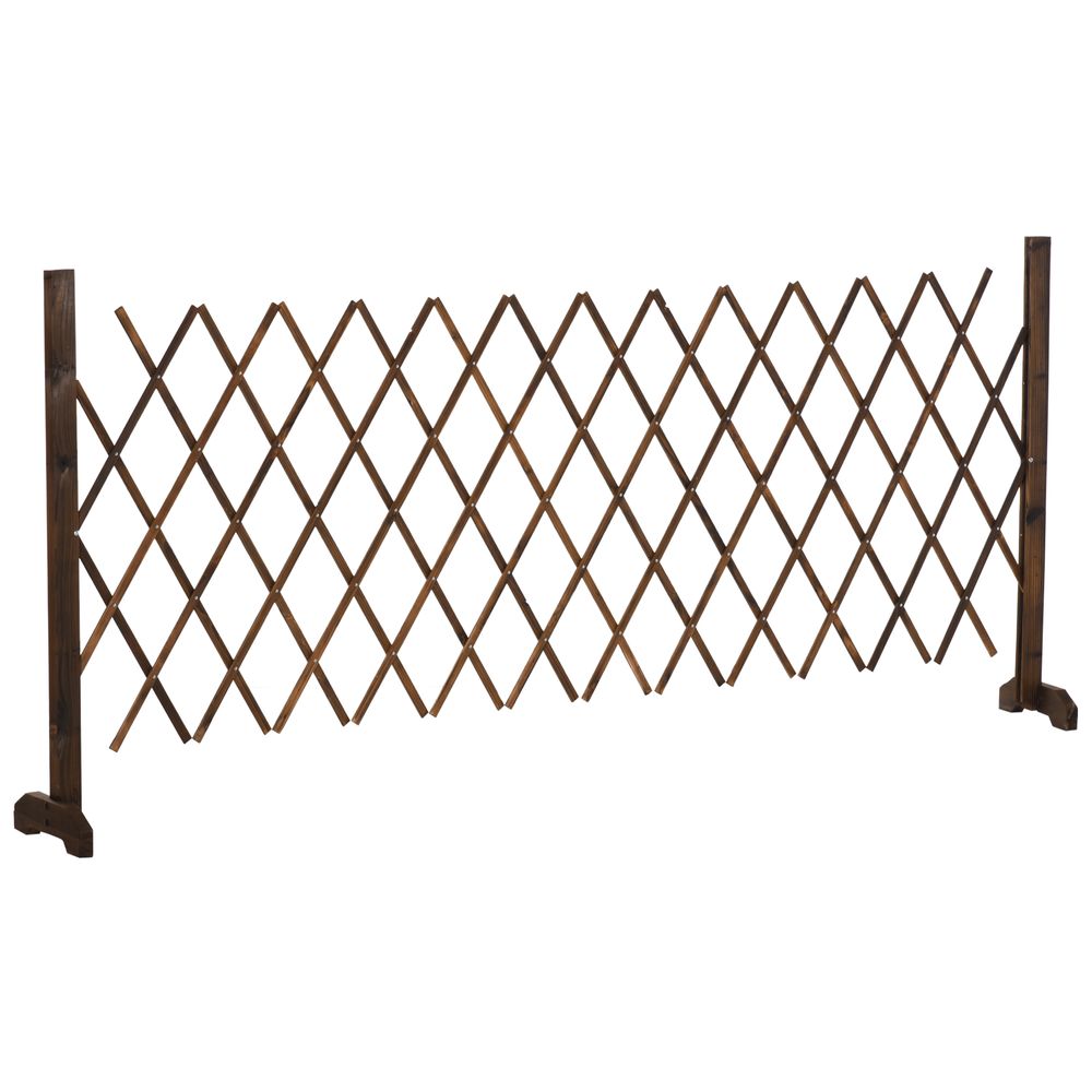 Outsunny Wooden Movable Fence Foldable Garden Screen Panel, Dark Brown - anydaydirect