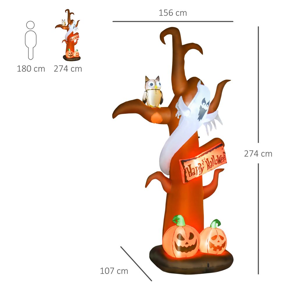 2.7m Halloween Inflatable Tree with Ghost and Pumpkin LED for Home In-Outdoor - anydaydirect