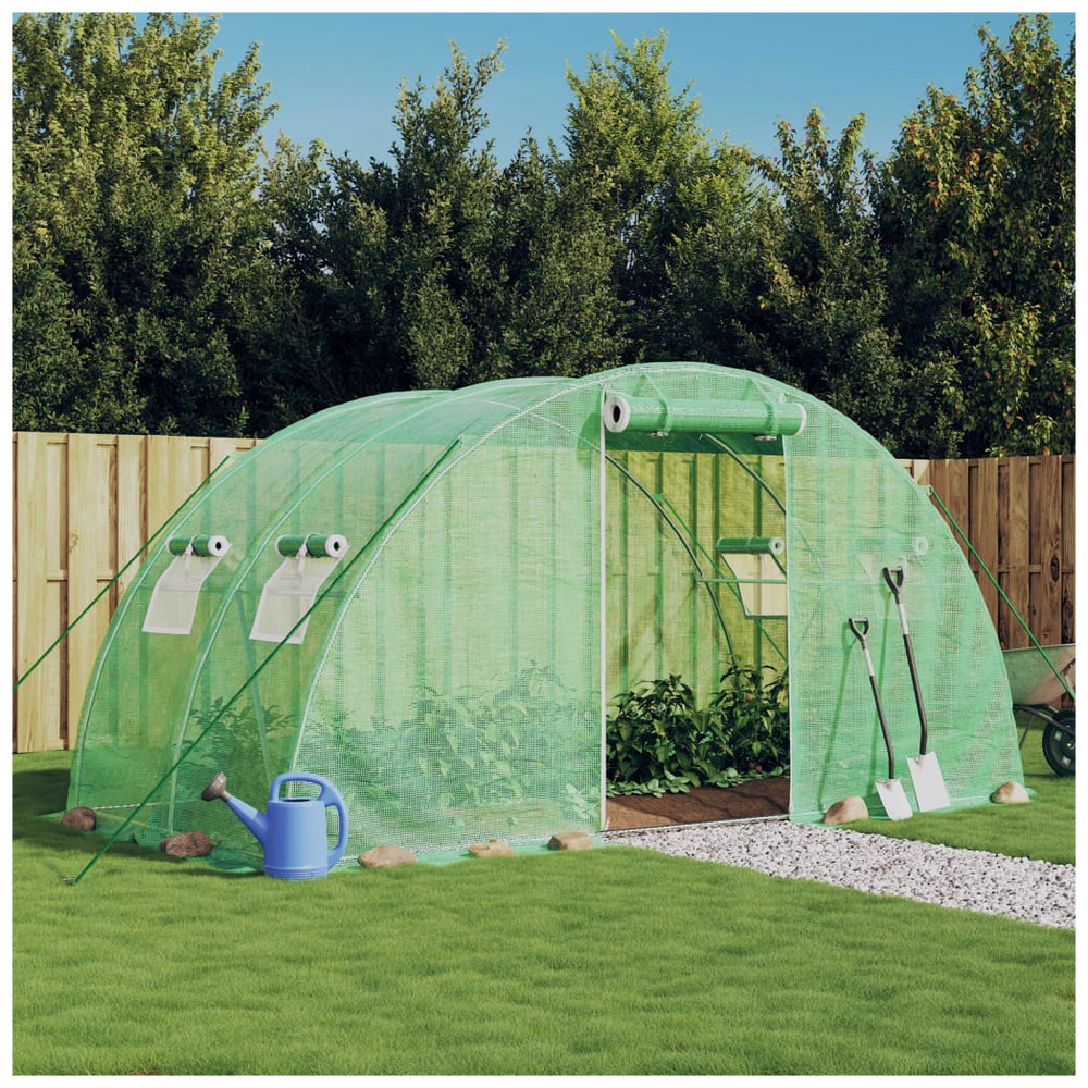 vidaXL Greenhouse with Steel Frame Green 8 m² 4x2x2 m - anydaydirect