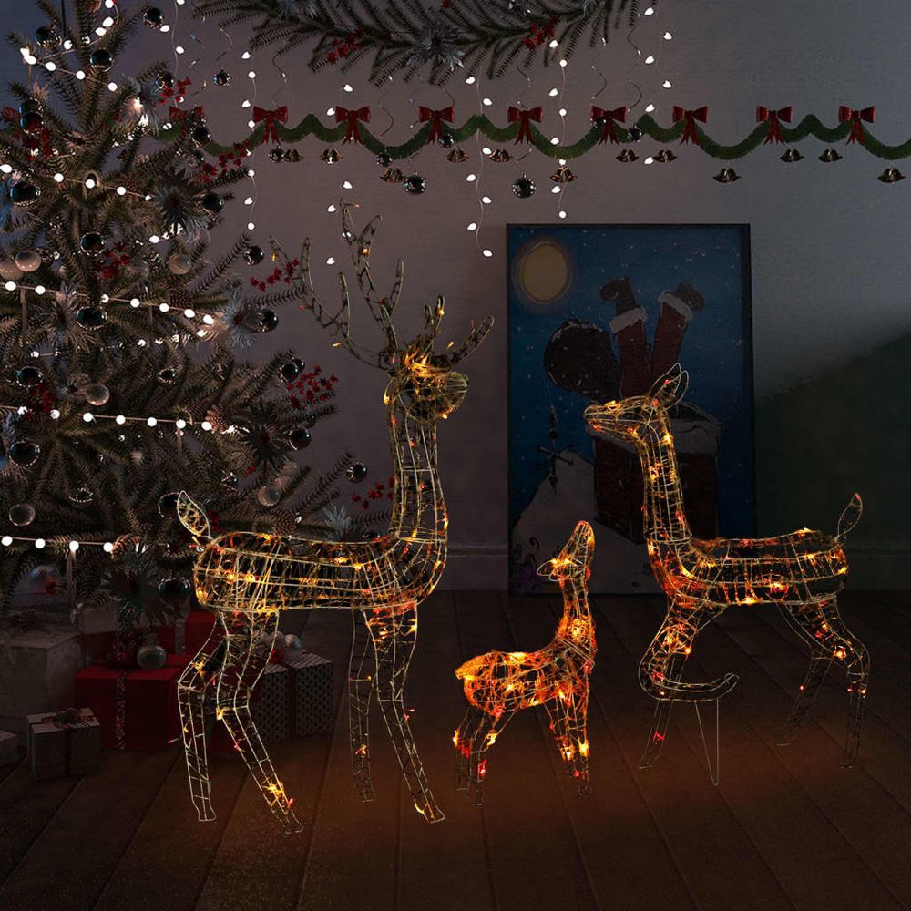 Acrylic Reindeer Family Christmas Decoration 300 LED Warm White - anydaydirect