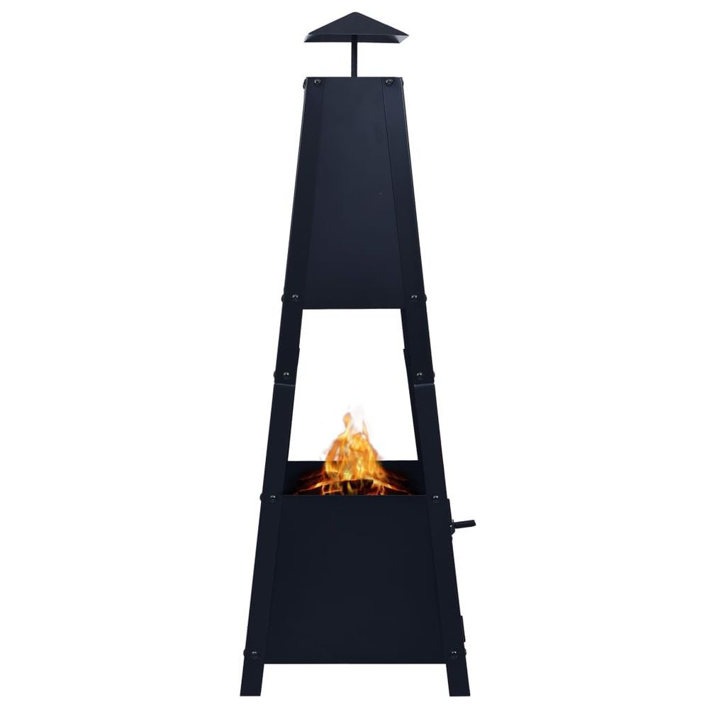 Fire Pit Black 35x35x99 cm Steel - anydaydirect