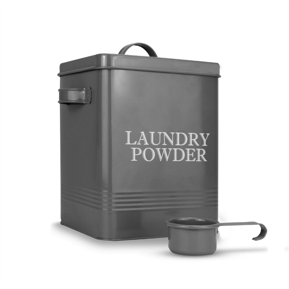 Laundry Powder Storage Tin with Scoop Grey | M&W - anydaydirect