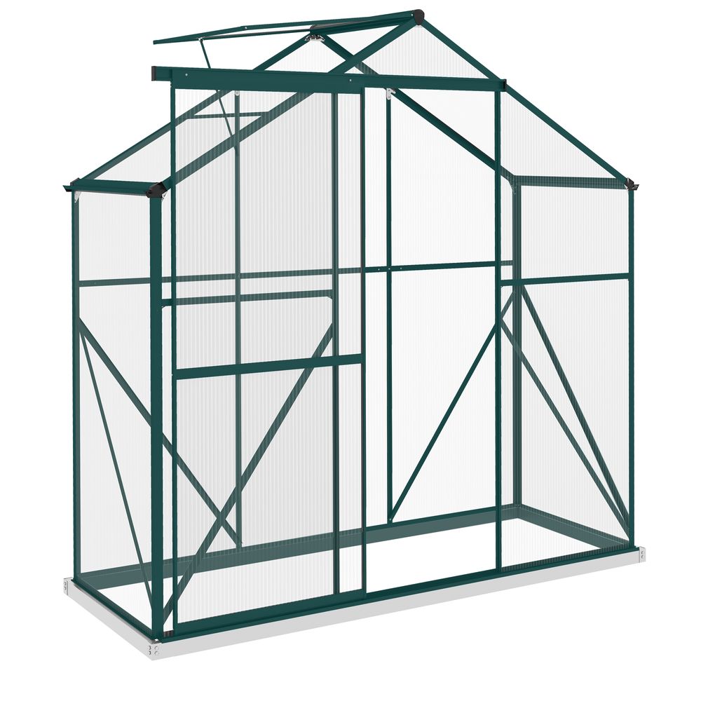 Outsunny 6 x 2.5ft Polycarbonate Greenhouse Aluminium Green House, Green - anydaydirect