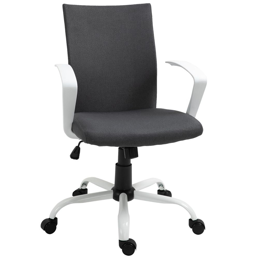 Office Chair Linen Swivel Computer Desk Chair Home Study Task Chair, Dark Grey - anydaydirect