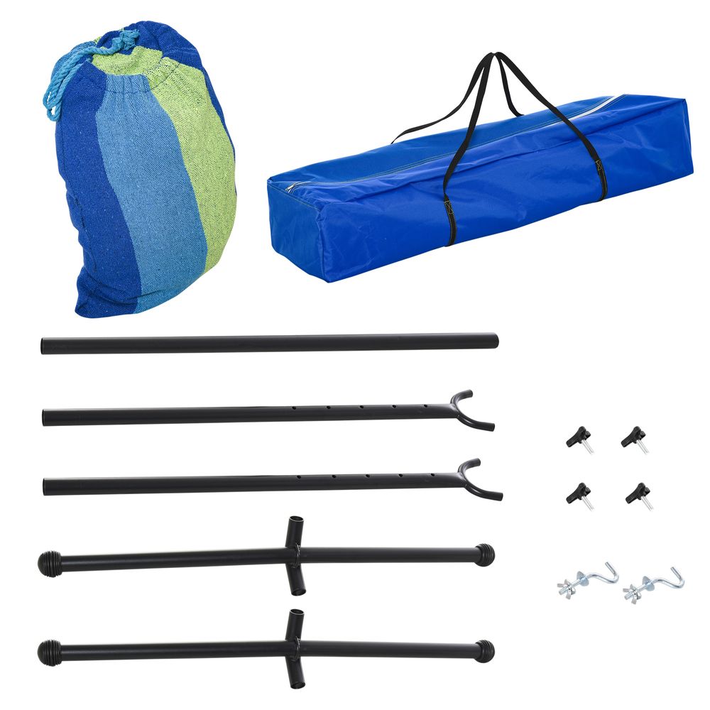 294 x 117cm Hammock with Metal Stand Portable Carrying Bag 120kg Green Stripe - anydaydirect