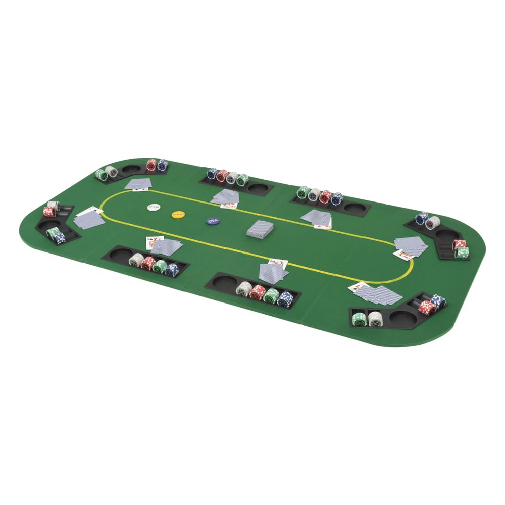 8-Player Folding Poker Tabletop 4 Fold Rectangular Green - anydaydirect