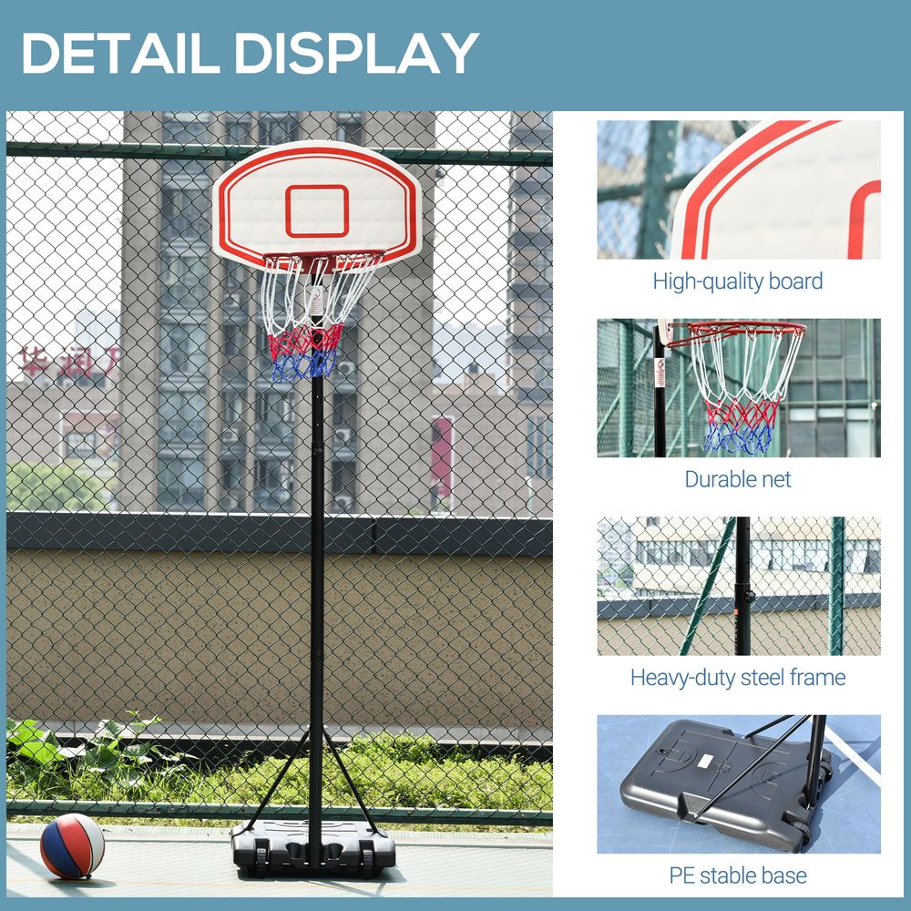 Basketball Stand 175-215cm Adjustable Height Sturdy Hoop w/ Wheels Base HOMCOM - anydaydirect