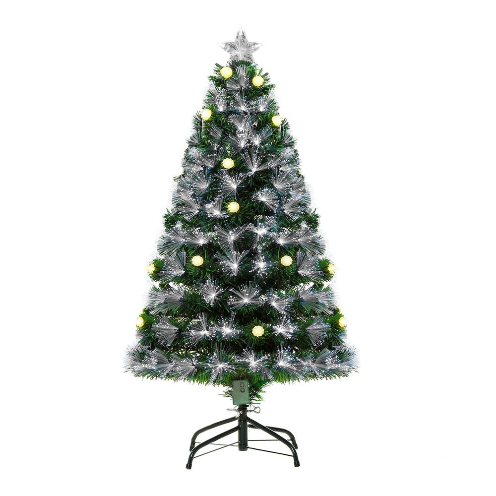 4ft White Light Christmas Tree 90 LEDs Star Topper Tri-Base Pre-Lit Home - anydaydirect