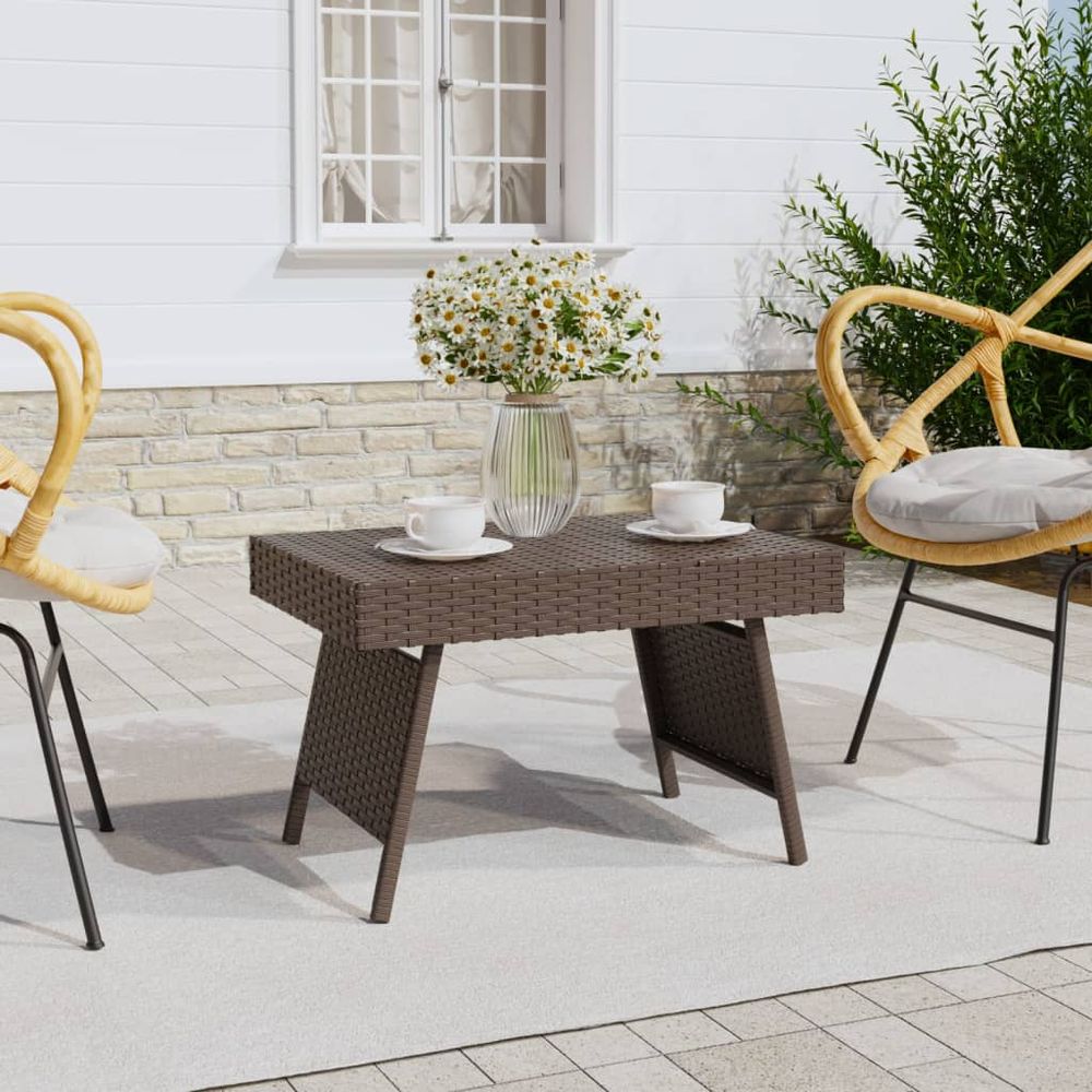 Foldable Side Table Black 60x40x38 cm Poly Rattan - anydaydirect