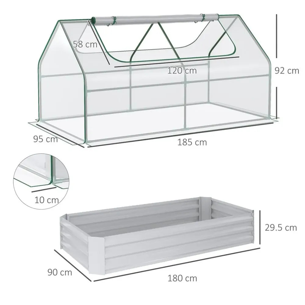 Steel Raised Garden Bed Planter Box Kit with Greenhouse, for Dual Use, Clear - anydaydirect