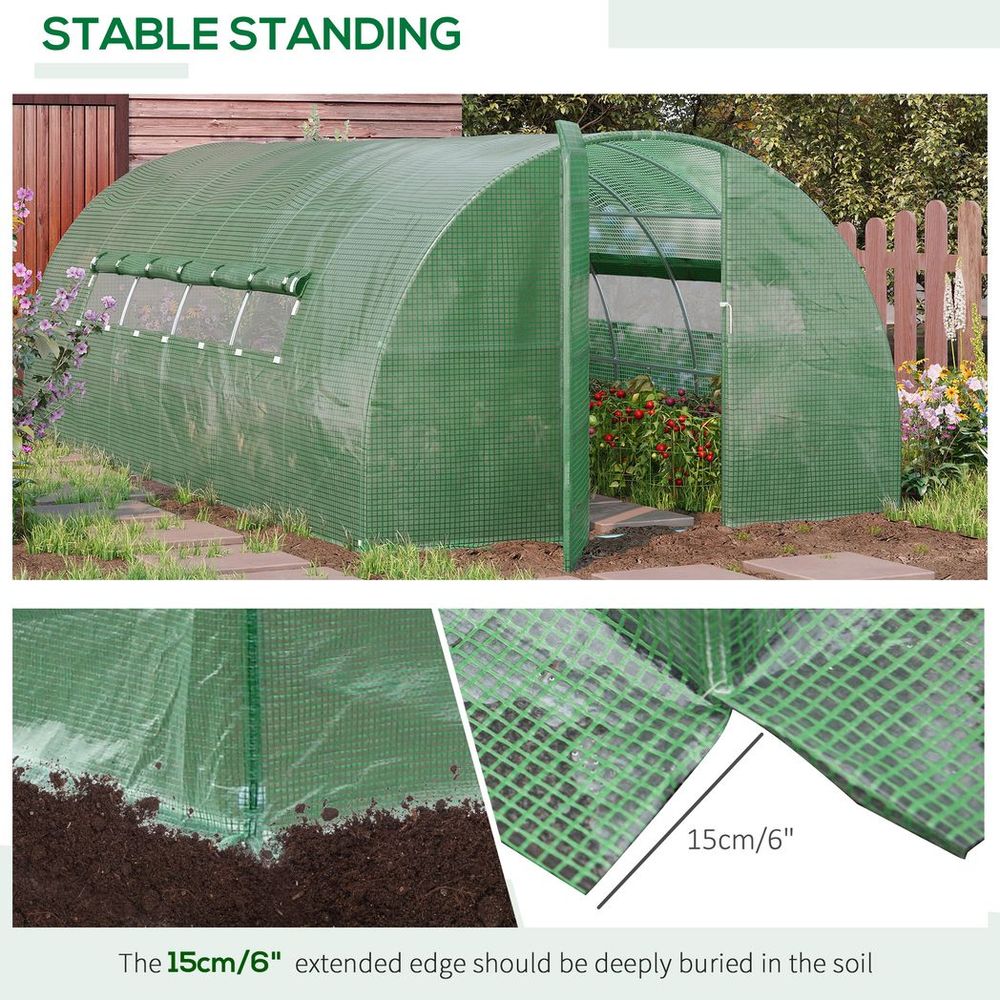 6 x 3M Reinforced Walk-in Polytunnel Garden Greenhouse Steel Frame - anydaydirect