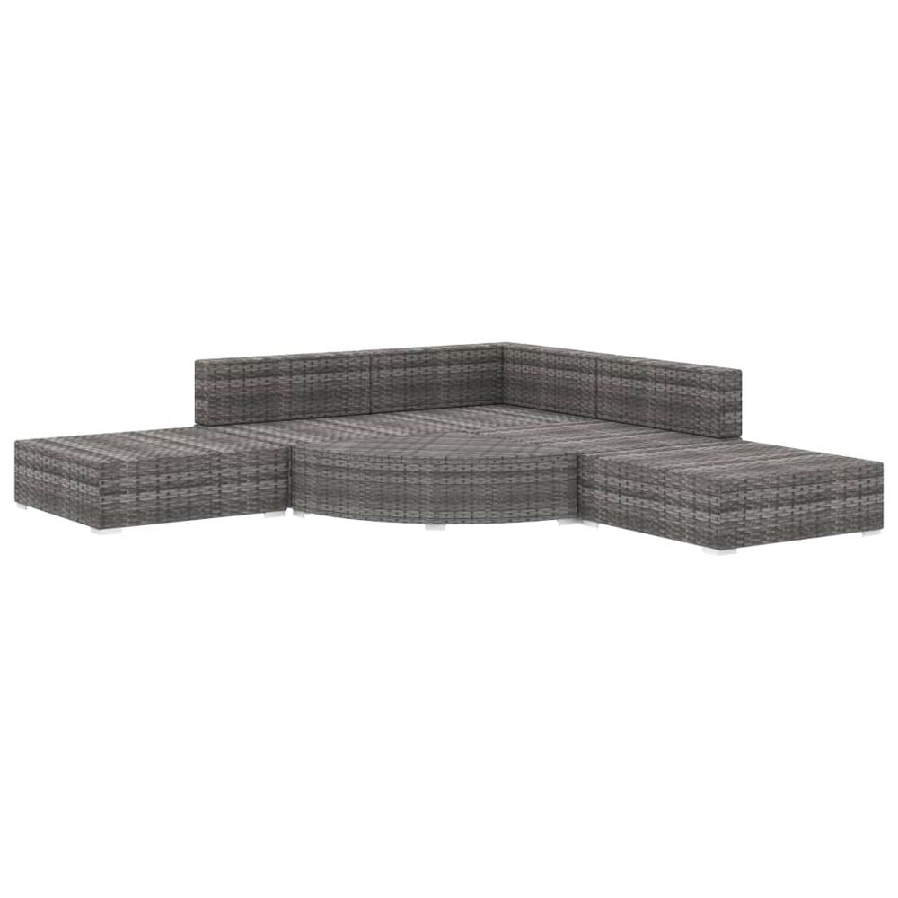 6 Piece Garden Lounge Set with Cushions Poly Rattan Grey - anydaydirect