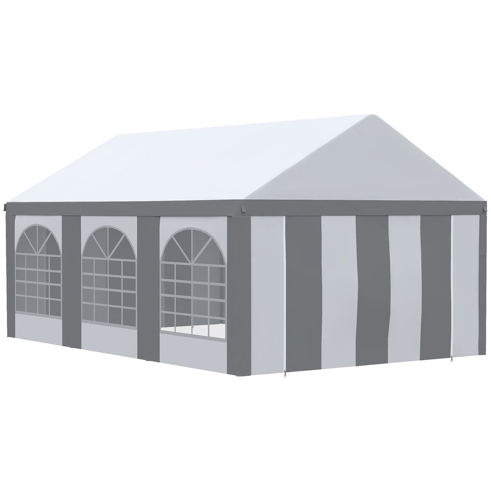 6 x 4m Party Tent, Marquee Gazebo with Sides, Six Windows and Double Doors - anydaydirect