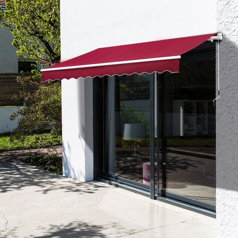 3.5x2.5m Manual Awning Canopy Retractable Sun Shade Shelter Winding Handle - anydaydirect
