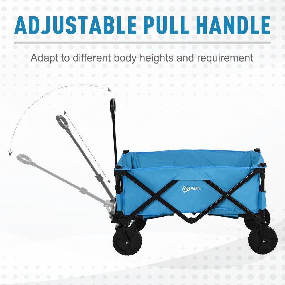 Pull Along Cart Folding Cargo Wagon Trailer Trolley For Beach Garden w/ Handle - anydaydirect