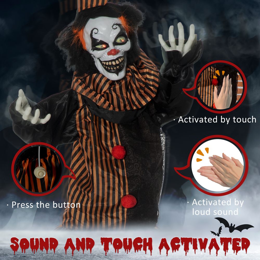 67 Inch Life Size Outdoor Halloween Talking Circus Clown Light Up Eyes Laughter - anydaydirect