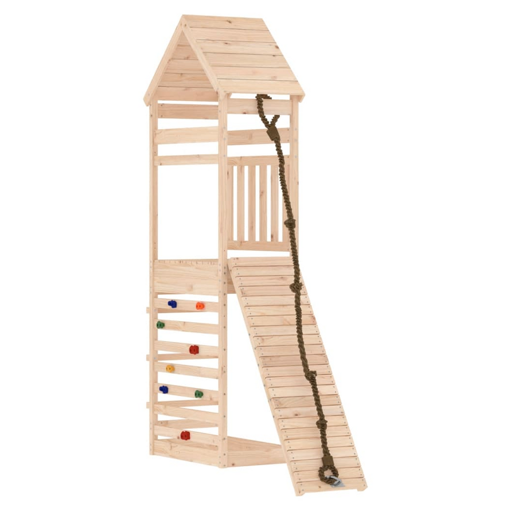 Playhouse with Climbing Wall Solid Wood Pine - anydaydirect
