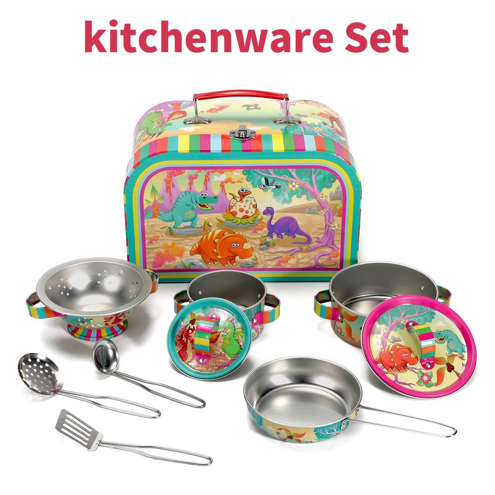 SOKA Dinosaur Kids Kitchen Set Toy Pots and Pans Set Toy Kitchen Accessories - anydaydirect