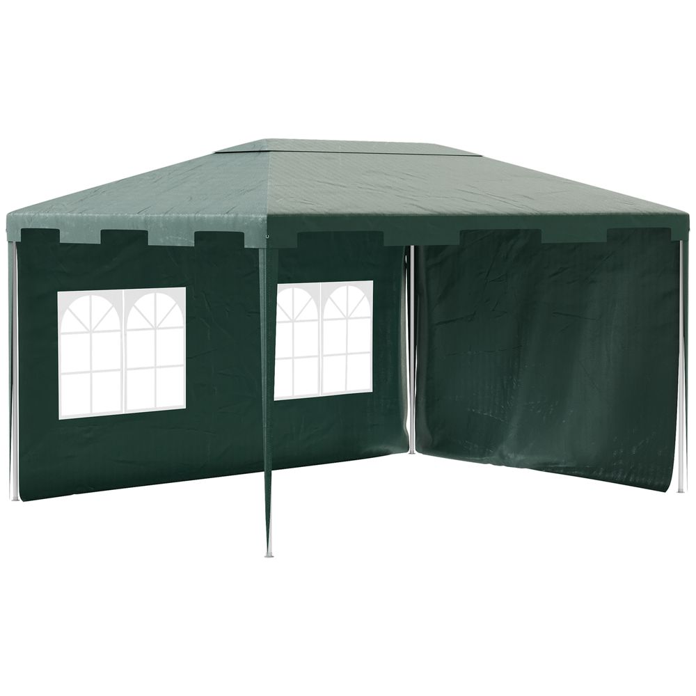 3x4m Garden Gazebo Marquee Party Tent with 2 Sidewalls  Green - anydaydirect