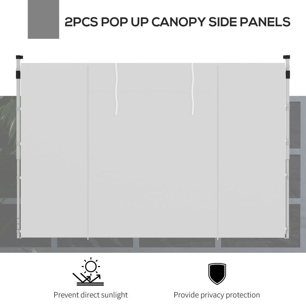 Outsunny 3x3(m) or 3x6m Pop Up Gazebo Side Panels Replacement, 2 Pack, White - anydaydirect