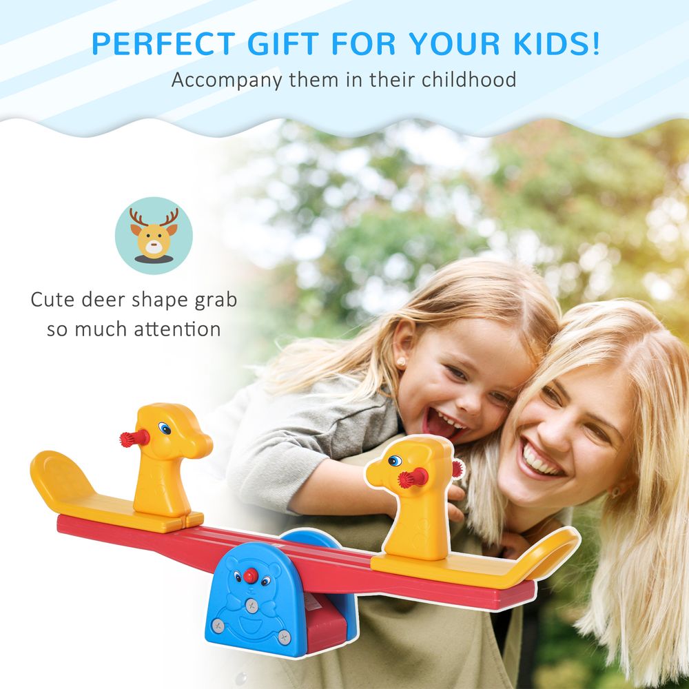 Kids Seesaw Safe Teeter Totter 2 Seats with Easy-Grip Handles - anydaydirect
