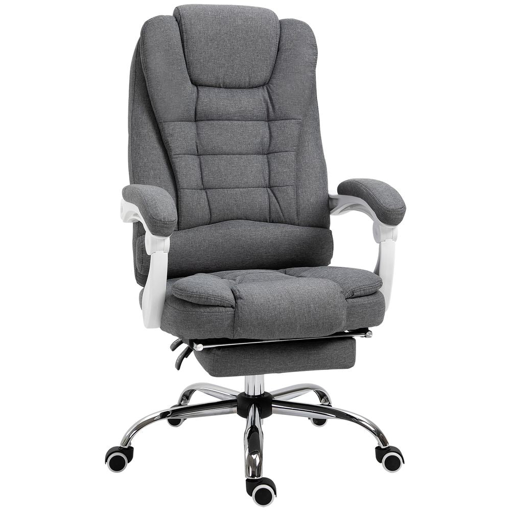 Computer Office Chair Home Swivel Task Recliner w/ Footrest, Arm, Grey - anydaydirect