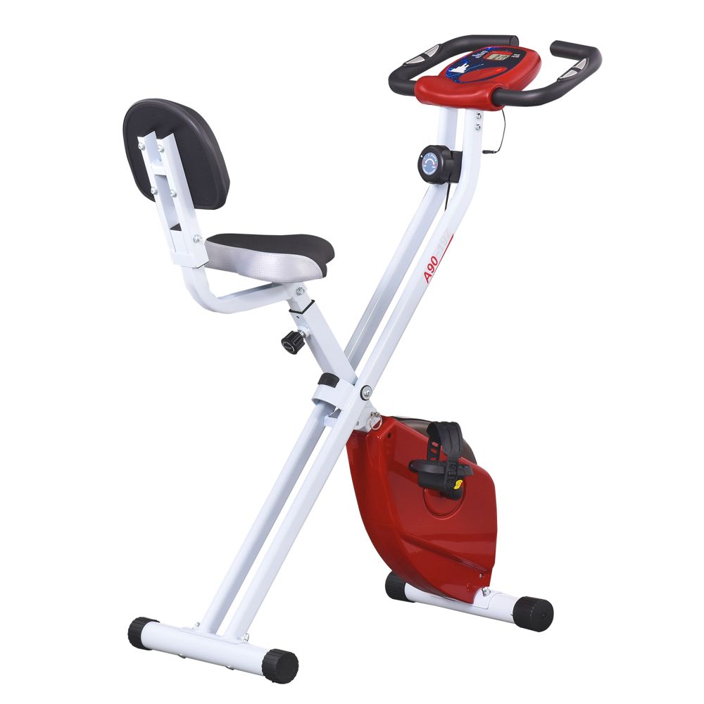 Magnetic Resistance Exercise Bike Foldable LCD Adjustable Seat Red - anydaydirect