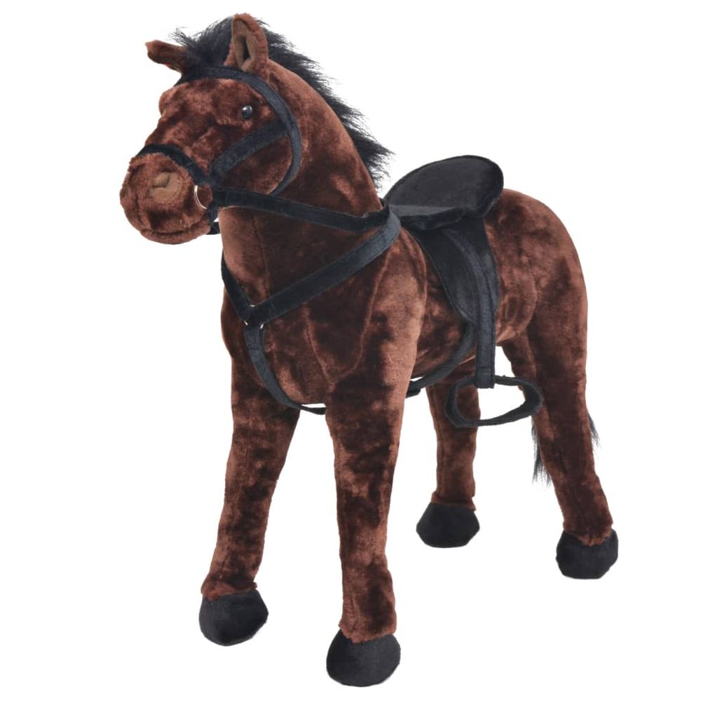 Standing Plush Toy Horse Dark Brown XXL - anydaydirect