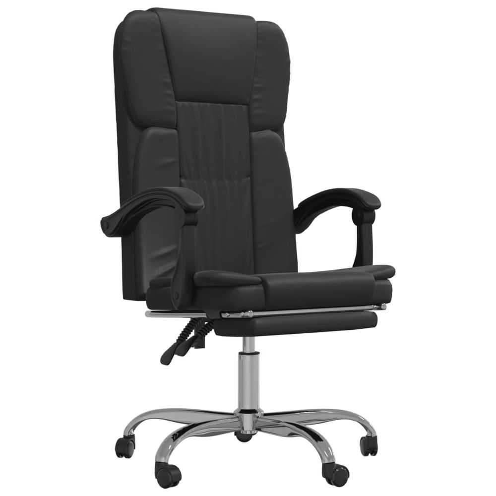 Reclining Office Chair Black Faux Leather - anydaydirect