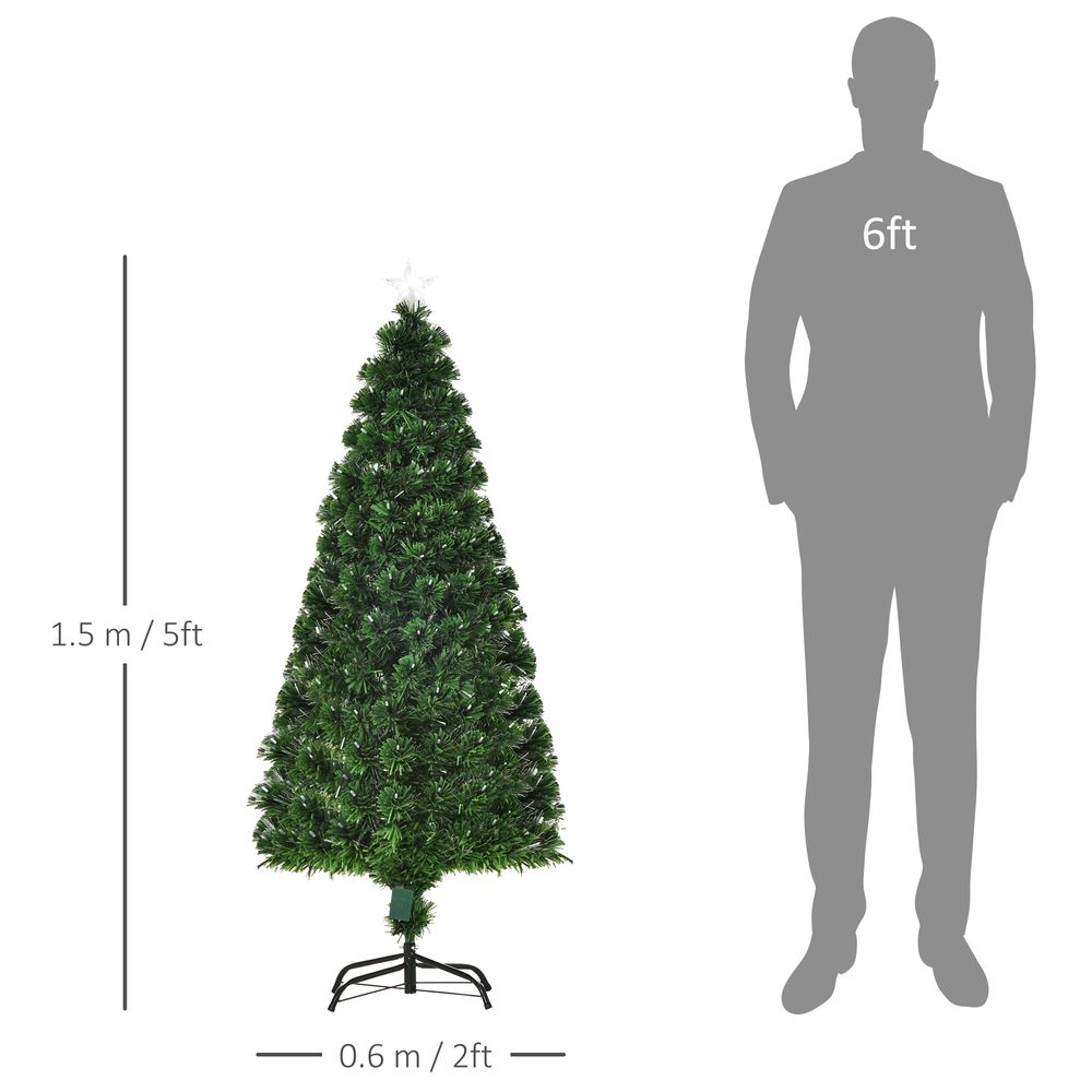 5FT Pre-Lit Artificial Christmas Tree Lights Star Topper Metal Base - anydaydirect