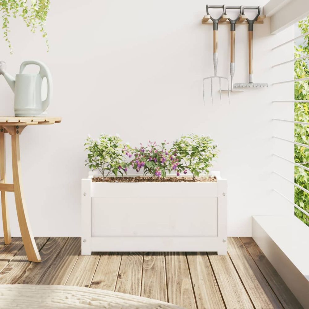 vidaXL Garden Planter White 60x31x31 cm Solid Wood Pine - anydaydirect