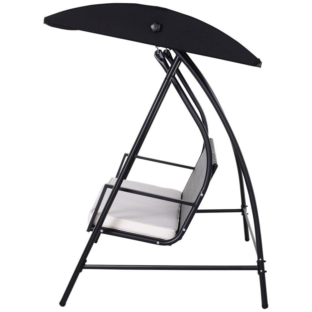 3-Seater Rattan Garden Swing Chair-Black - anydaydirect