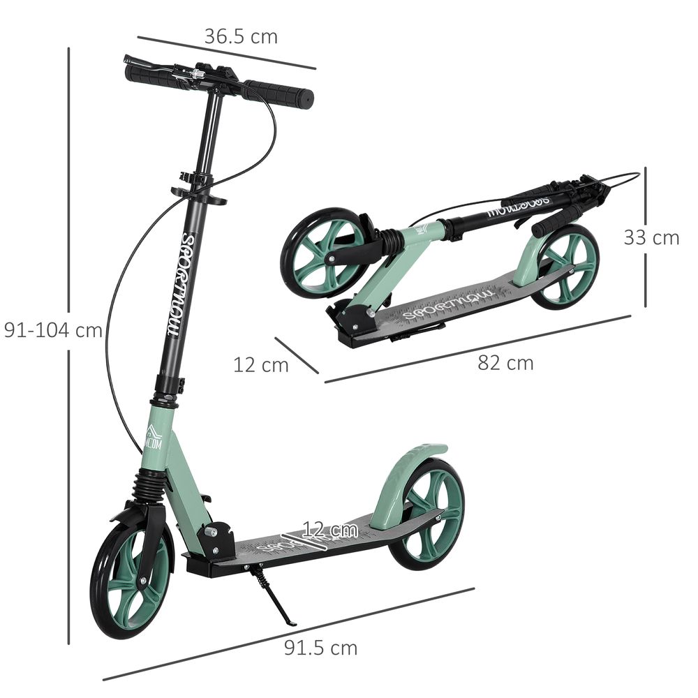 Folding Kick Scooter for 14+ w/ Adjustable Height, Dual Brake System HOMCOM - anydaydirect