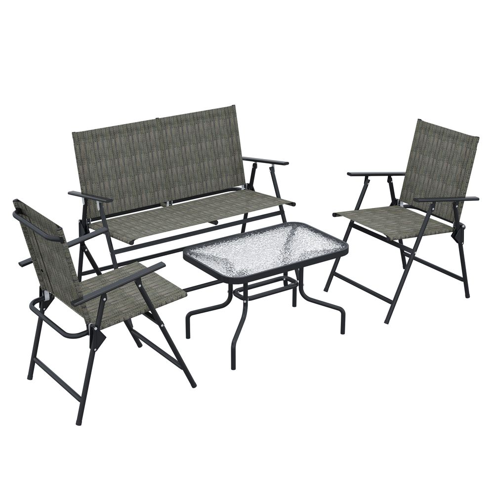 Outsunny Patio Furniture Set, Garden Set with Table, Foldable Chairs, a Loveseat - anydaydirect