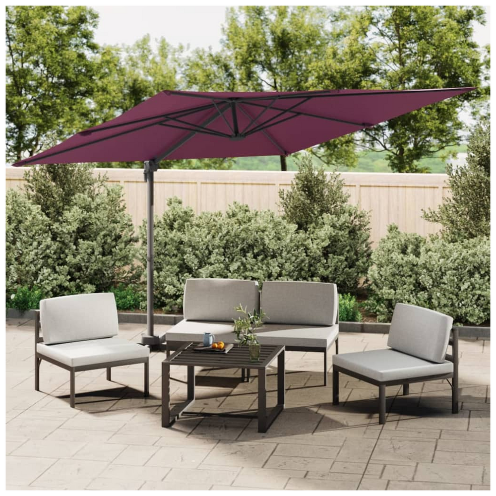 LED Cantilever Umbrella Bordeaux Red 400x300 cm - anydaydirect