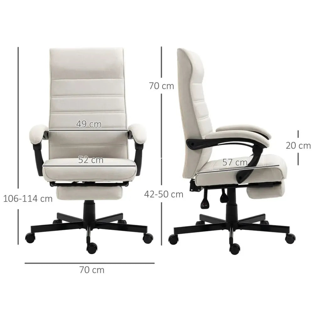 Home Office Chair High-Back Reclining Chair for Bedroom Study Living Room White - anydaydirect