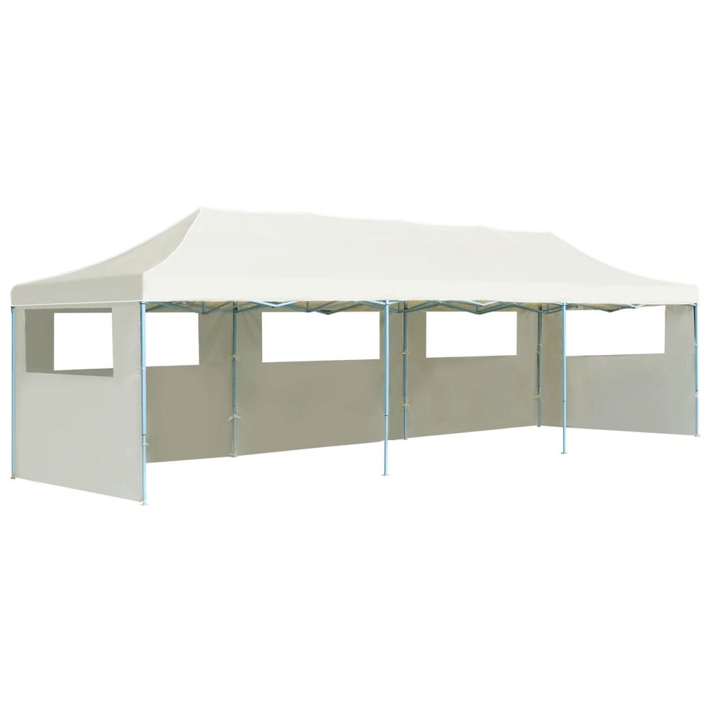 Folding Pop-up Party Tent with 5 Sidewalls 3x9 m Cream - anydaydirect