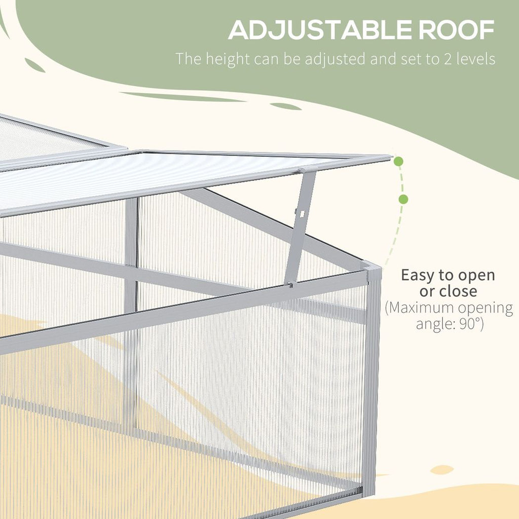 Outsunny Outdoor 2 Level Adjustable Roof Cold Frame Greenhouse Aluminium Frame - anydaydirect
