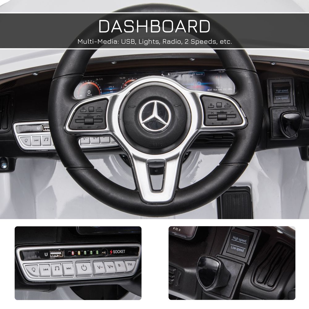 12V Licensed Mercedes Ride-On Car w/ Lights Music Remote 3-5 Yrs White HOMCOM - anydaydirect