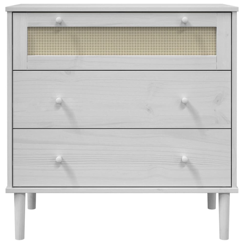 vidaXL Drawer Cabinet SENJA Rattan Look White 80x40x80 cm Solid Wood Pine - anydaydirect
