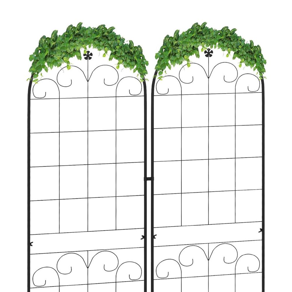 Outsunny Set of 2 Metal Trellis for Climbing Plants, Floral Design - anydaydirect