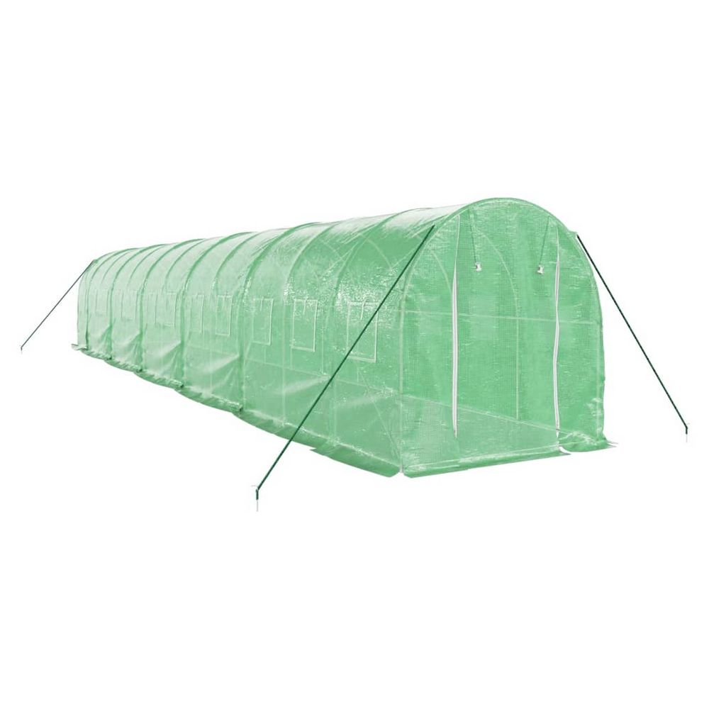 vidaXL Greenhouse with Steel Frame Green 24 m² 12x2x2 m - anydaydirect