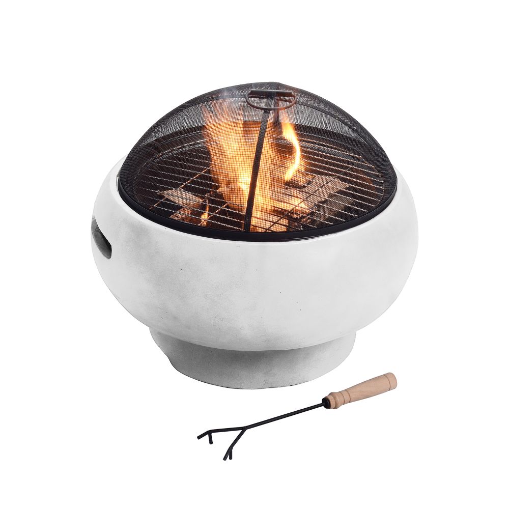Garden Round Wood Burning Fire Pit, Outdoor Fire Bowl Log Burner - anydaydirect