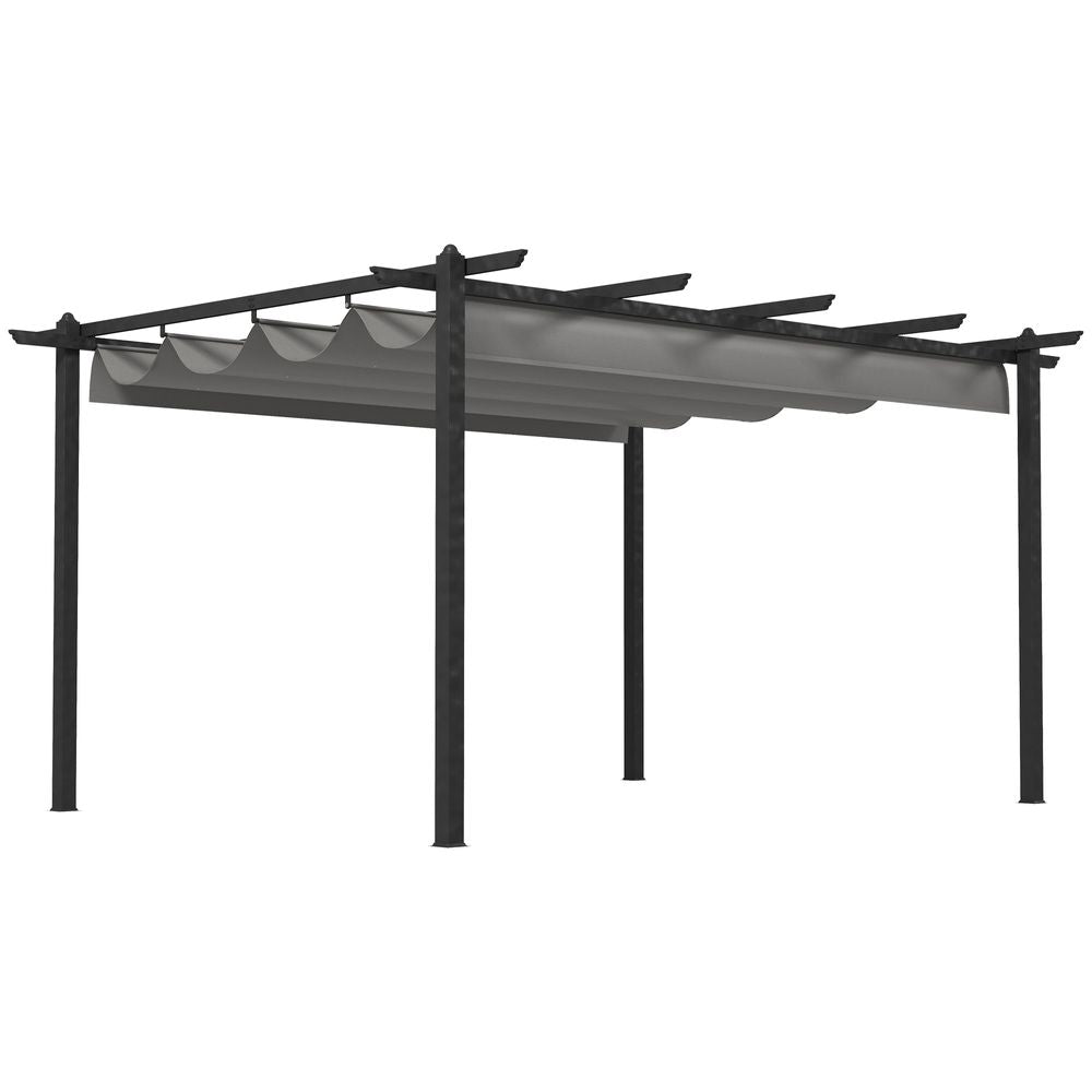 Outsunny 4 x 3(m) Aluminium Pergola Gazebo Garden Shelter w/ Retractable Roof - anydaydirect