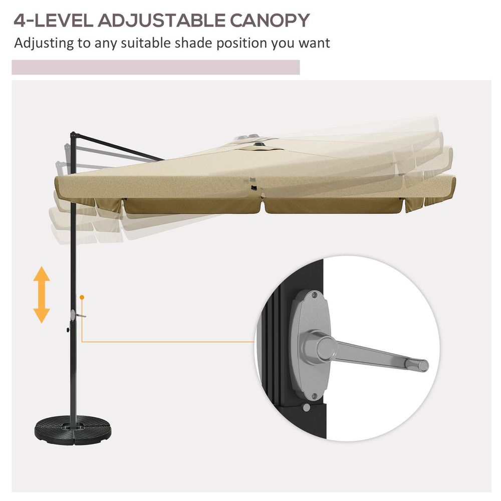Outsunny 3(m)Garden Parasol Patio Umbrella w/ Crank Handle and Tilt Khaki - anydaydirect